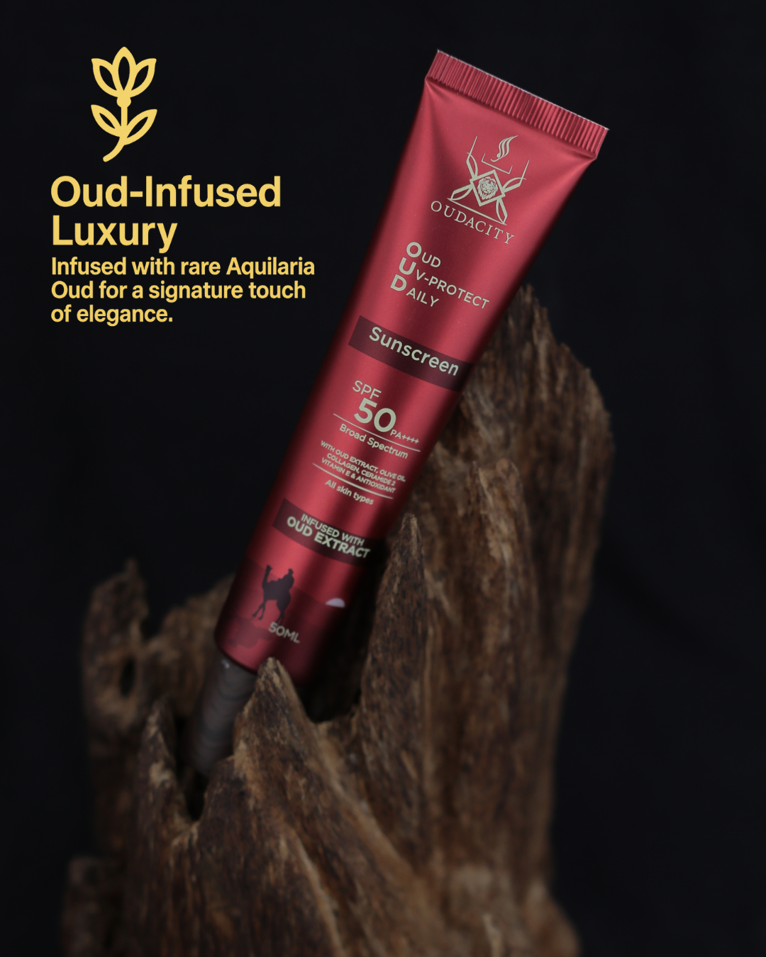 Oudacity® Oud UV-Protect Daily Sunscreen SPF50 PA++++ – Oud-Infused Luxury with rare Aquilaria Oud