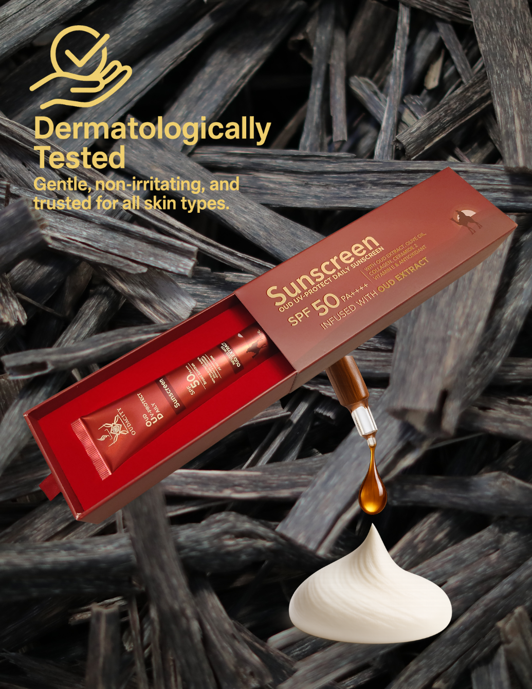 Oudacity® Oud UV-Protect Daily Sunscreen SPF50 PA++++ – Dermatologically Tested, invisible matte, no white cast